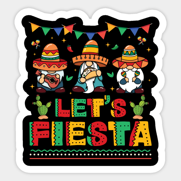 Lets Fiesta Cinco De Mayo Mexican Trio Gnomes Sticker by Fe Din A Di